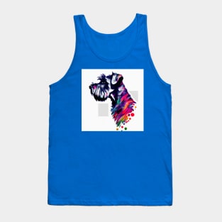 Schnauzer Watercolor Paiting Stencil Artwork Tank Top